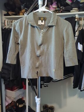Authentic Fendi Toupe Zip Crop Sweater Size XS